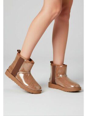Clear Shearling-Lined Waterproof Ankle Boots With Transparent Outer Layer For Wo